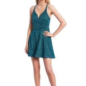 City vibe homecoming dress dark teal glitter